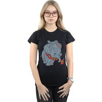 Disney Women's Dumbo Classic Tied Up Ears Cotton T-Shirt in Black | Size: Large
