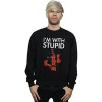 Marvel Men's Deadpool I“m With Stupid Sweatshirt in Black | Size: Medium