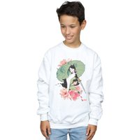 Disney Boy's Mulan Magnolia Collage Sweatshirt in White | Size: 7-8 Years