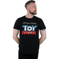 Disney Men's Toy Story Cartoon Logo T-Shirt in Black | Size: 5XL