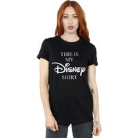 Disney Women's My T-Shirt Cotton Boyfriend T-Shirt in Black | Size: Medium