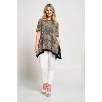 Contrasting Hem Animal Print Tunic