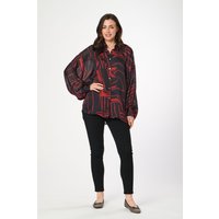 2 1 Batwing Shape Buttoned Blouse Dark