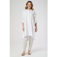 line Plain Cotton Dress Side Pockets