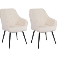 simpa 2PC Velvet Tub Accent Dining Chairs in Cream