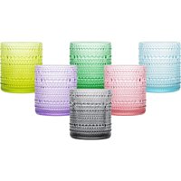 simpa 6PC Retro Beaded Colour Drinking Glass Set 350ml