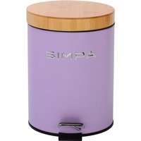 simpa 5L Soft-Closing Pedal Dustbin with Bamboo Lid in Lilac