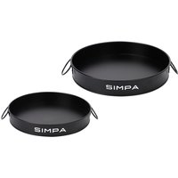simpa Round 2PC Metal Colour Serving Trays Set with Handles in Black