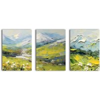 simpa The View of Mountain 3 Panel Canvas Wall Art
