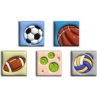 simpa Balls of Sport 5 Panel Canvas Wall Art