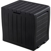 simpa 120L Wood Panel Effect Plastic Garden Storage Box in Black