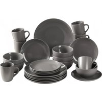 simpa 24PC Grey Glazed Ceramic Stoneware Dinner Set