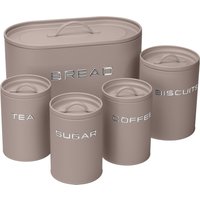 simpa 5PC Stylish Matt Finish Metal Kitchen Storage Set in Medium Beige