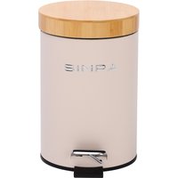 simpa 3L Soft-Closing Pedal Dustbin with Bamboo Lid in Cream