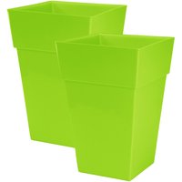 simpa Moda Milano 28L Plastic Gloss Planters - Set of 2 in Lime