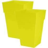 simpa Moda Milano 28L Plastic Gloss Planters - Set of 2 in Yellow