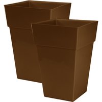 simpa Moda Milano 28L Plastic Gloss Planters - Set of 2 in Chocolate