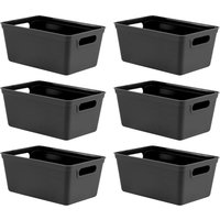 simpa 4L Plastic Studio Organiser Trays with Handles - Set of 6 in Black