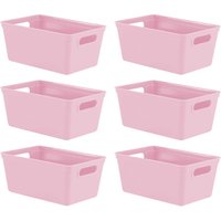 simpa 4L Plastic Studio Organiser Trays with Handles - Set of 6 in Pink