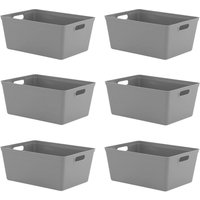 simpa 11L Plastic Studio Organiser Trays with Handles - Set of 6 in Grey