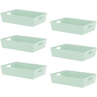 simpa 6L Plastic Studio Organiser Trays with Handles - Set of 6 in Pale Green