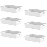 simpa 6L Plastic Studio Organiser Trays with Handles - Set of 6 in White