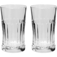 simpa Vertical Line Detailed Chunky Glass Vase - Set of 2 in Clear