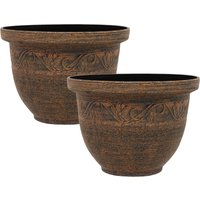 simpa Kingscliffe Rustic Bronze Plastic Planter Pots - Set of 2 | Size: Medium