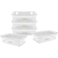 simpa 32L Compact Underbed Plastic Storage Boxes - Set of 5 in Clear
