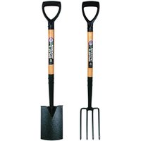 Spear & Jackson Carbon Steel Border Fork & Spade Set in Green