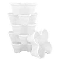 simpa 6PC Quad-Pot Stackable Modular Planters in White
