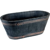 simpa Oakwood Rustic Style Plastic Black Trough Planter
