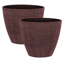 simpa Allure Textured Plastic Planters - Set of 2 in Dusty Pink