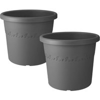 simpa Algarve Plastic Planters - Set of 2 Pots in Black | Size: Medium