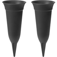 simpa 2PC Spiked Grave Flower Vases 26cm in Black