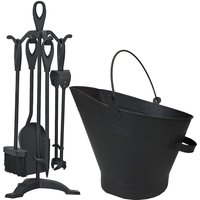 simpa Waterloo Bucket & 5 Piece Companion Set in Black