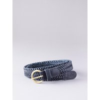 Lakeland Leather Women's 'Waverton' Leather Woven Belt in Navy | Size: Medium