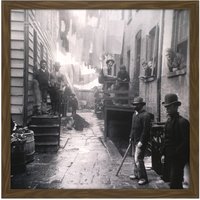 Artery8 Wall Art Print Riis Bandits Roost Mulberry Street New York 1888 Square Framed Picture 16X16 Inch in Brown | Size: W16" x H16"