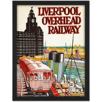Artery8 Wall Art Print Liverpool Overhead Railway 1935 Travel Advert Large Framed Wall Dรฉcor Art in Black | Size: W18" x H24"