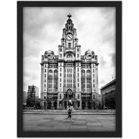 Artery8 Wall Art Print Taddeo Royal Liver Building Liverpool Photo Large Framed Wall Décor Art in White | Size: W18" x H24"