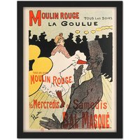 Artery8 Wall Art Print Toulouse-Lautrec Dancer La Goulue Moulin Rouge Advert Large Framed Wall Décor Art in Light Oak | Size: W18" x H24"