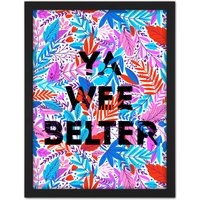Artery8 Wall Art Print Woven Flower Typography Scotland Wee Belter Large Framed Wall Dรฉcor Art in Black | Size: W18" x H24"