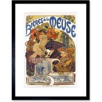 Artery8 Wall Art Print Beer Of The Meuse Paris France Vintage Artwork Framed 9X7 Inch in Black | Size: W7" x H9"