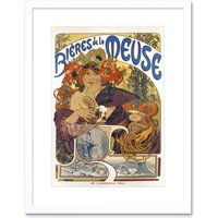 Artery8 Wall Art Print Beer Of The Meuse Paris France Vintage Artwork Framed 9X7 Inch in White | Size: W7" x H9"