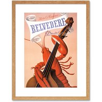 Artery8 Wall Art Print Belvedere Hotel Casino Lobster Cello Davos Artwork Framed 9X7 Inch in Beige | Size: W7" x H9"
