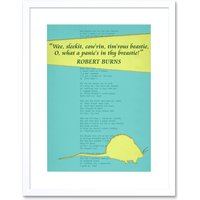 Artery8 Wall Art Print Poem Lyrics Burns To A Mouse Artwork Framed 9X7 Inch in White | Size: W7" x H9"