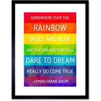 Artery8 Wall Art Print Somewhere Over Rainbow Frank Baum Artwork Framed 9X7 Inch in Black | Size: W7" x H9"
