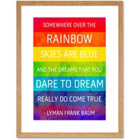 Artery8 Wall Art Print Somewhere Over Rainbow Frank Baum Artwork Framed 9X7 Inch in Beige | Size: W7" x H9"