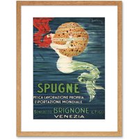 Artery8 Wall Art Print Sponge Mermaid Venice Brignone Brothers Artwork Framed 9X7 Inch in Beige | Size: W7" x H9"