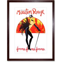 Artery8 Wall Art Print Burlesque Moulin Rouge Paris Girls Artwork Framed 9X7 Inch in Brown | Size: W7" x H9"